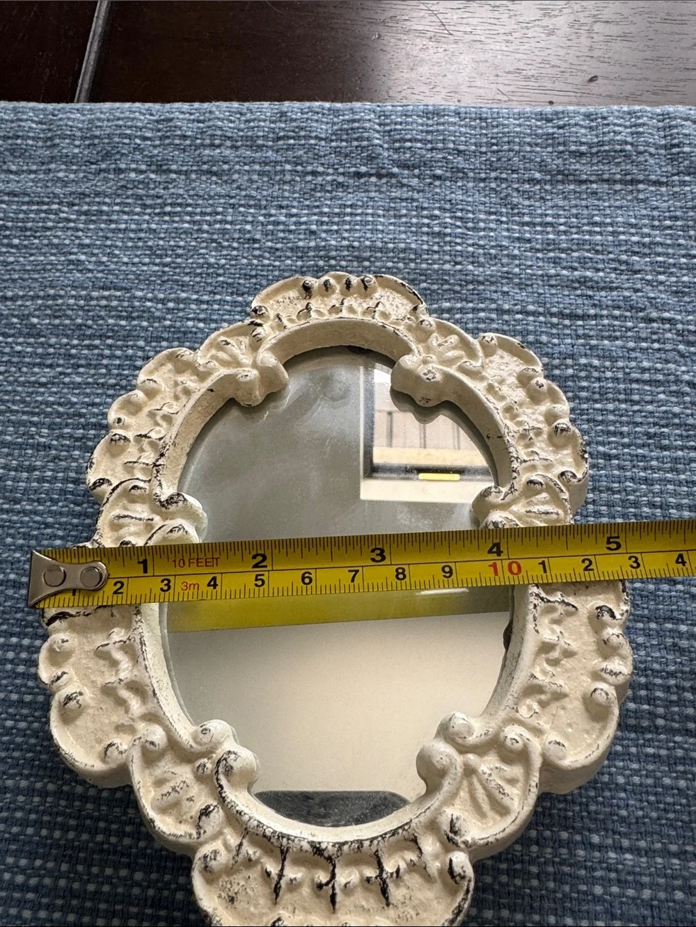 Vintage-Style White Decorative Vanity Mirror - cream